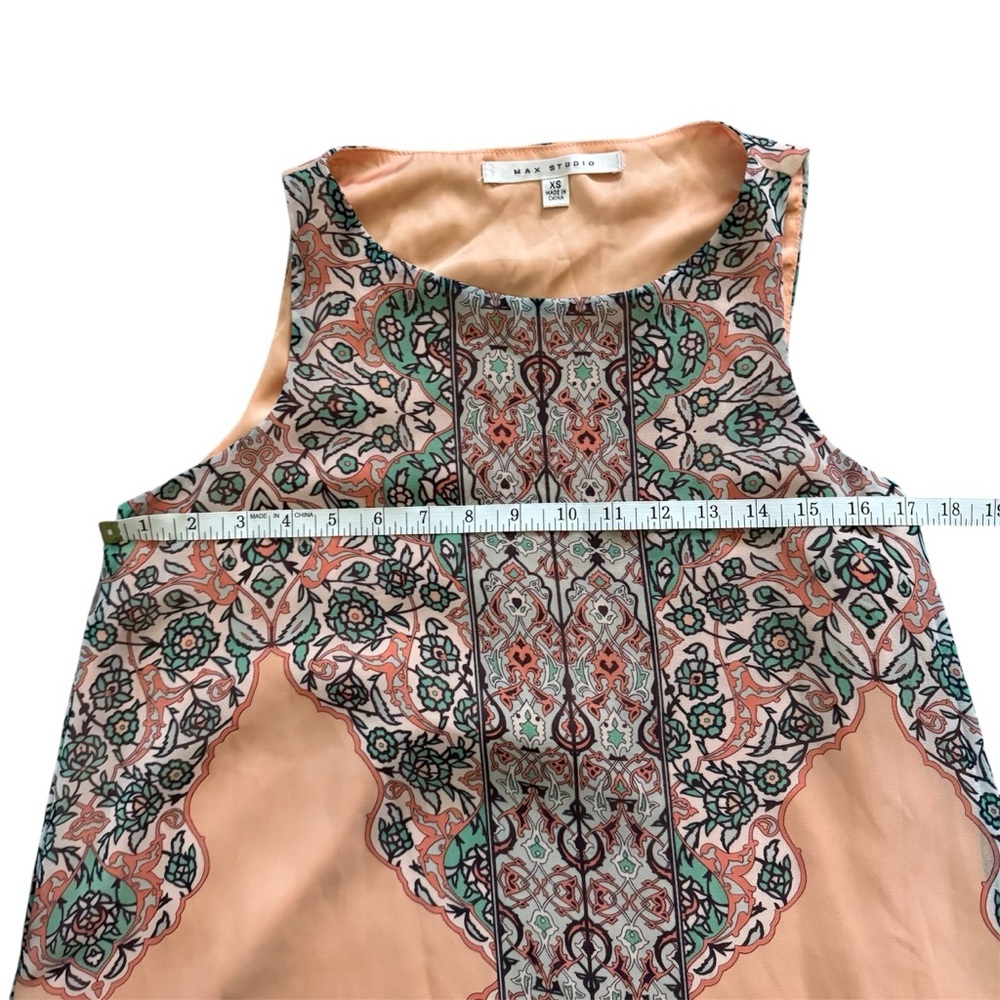 Max Studio Scarf Print Sleeveless Shift Dress XS Lined Chiffon - Picture 8 of 10